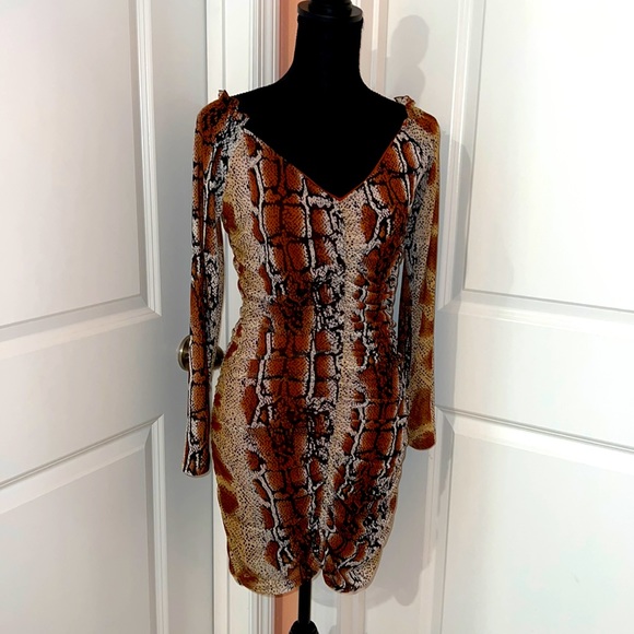 Snake Skin Print Long Sleeve Dress - Picture 1 of 2